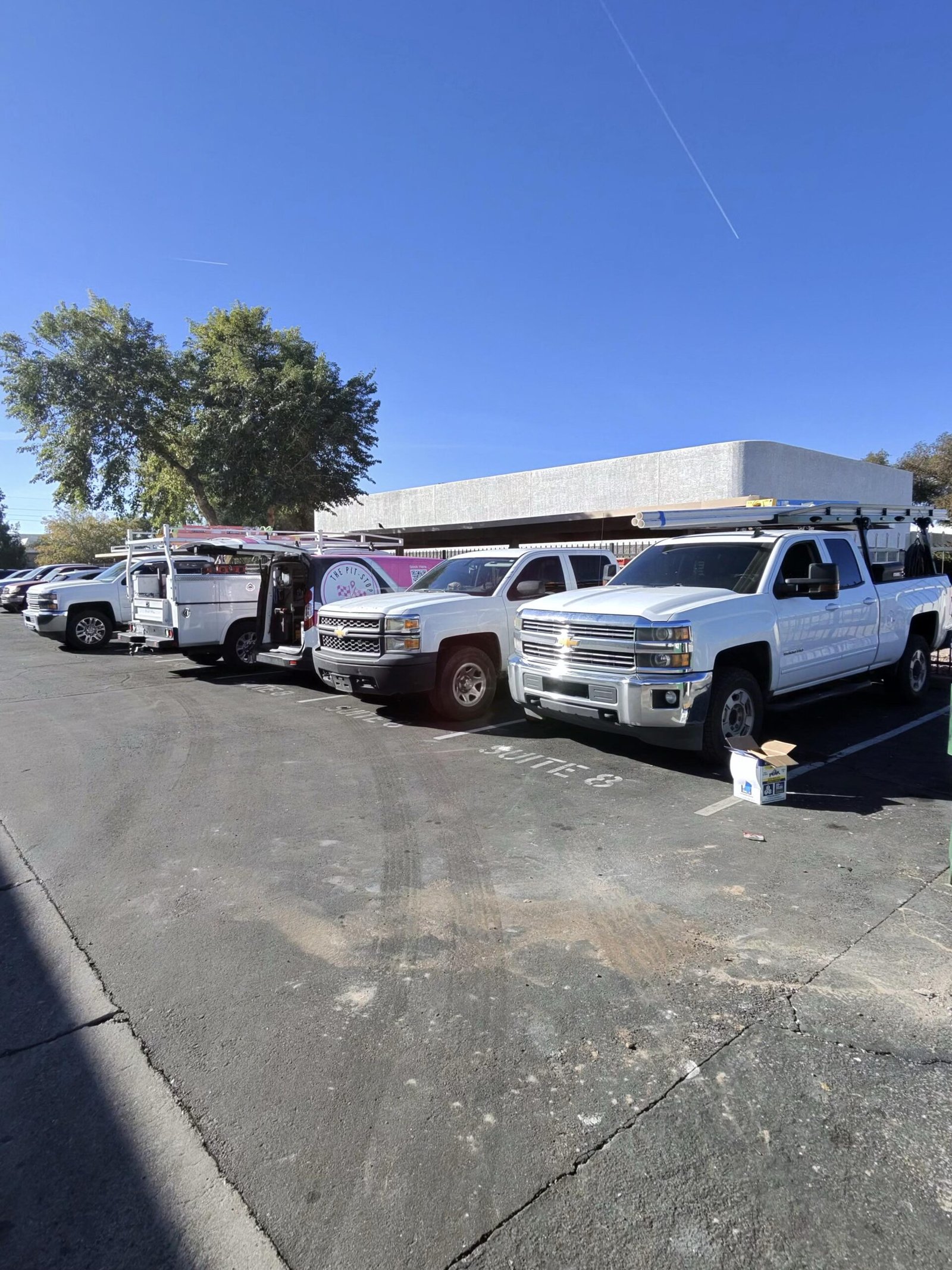 The Pit Stop Company mobile service trucks parked together